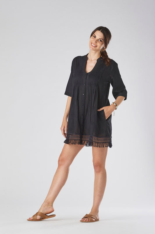 Black Fringe Sangallo Blouse