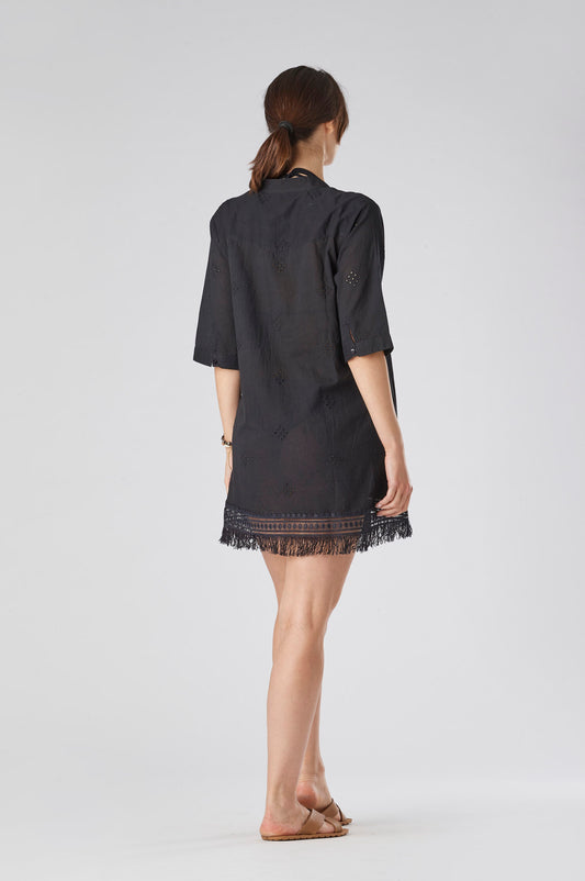 Black Fringe Sangallo Blouse