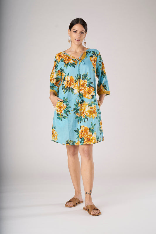 Turquoise Rose Caftan