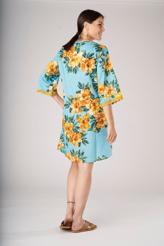 Turquoise Rose Caftan