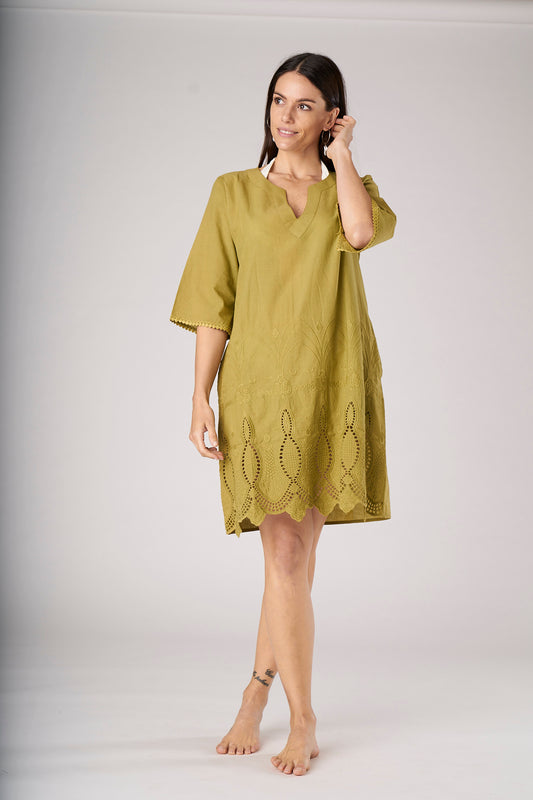 Caftan Dress Sangallo Olive