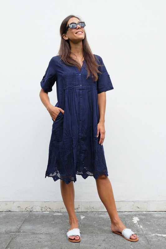 Sangallo Navy Dress