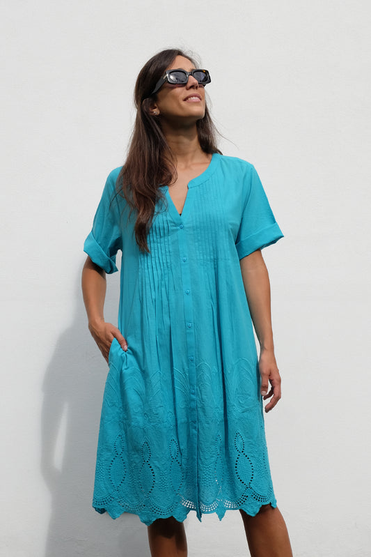 Turquoise Sangallo Midi Dress