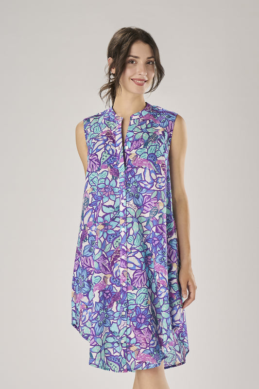 Sleeveless Dress Toucans Blue