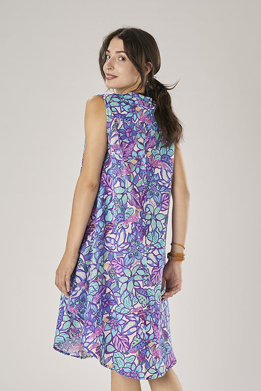 Sleeveless Dress Toucans Blue