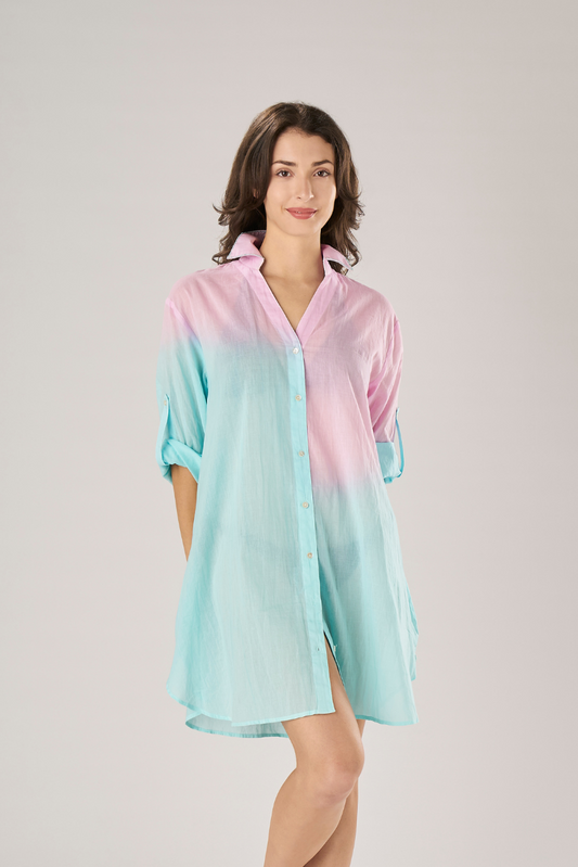 Turquoise/Lilac Tie-Dye Blouse