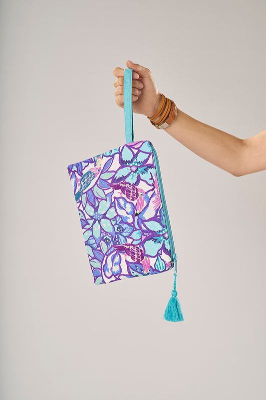 Toucans Blue Clutch