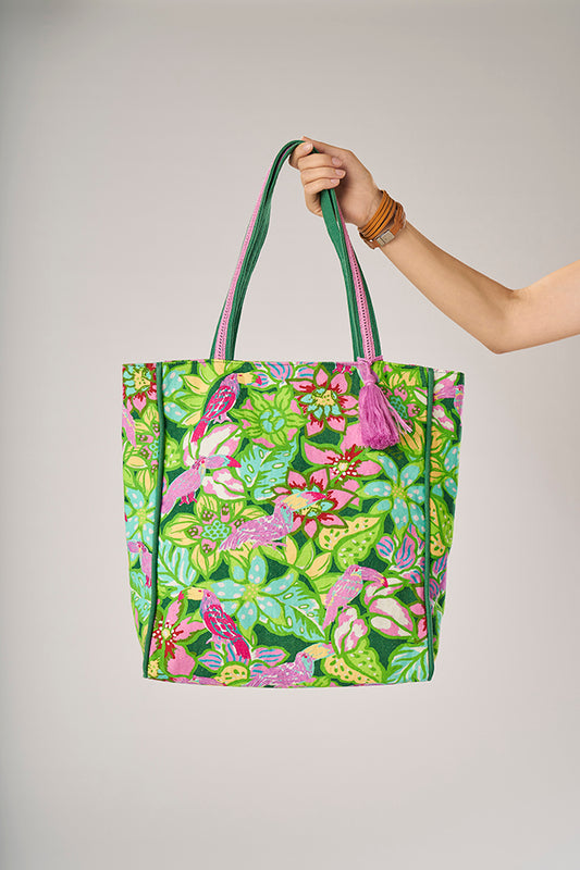 Tote Bag Toucans Emerald