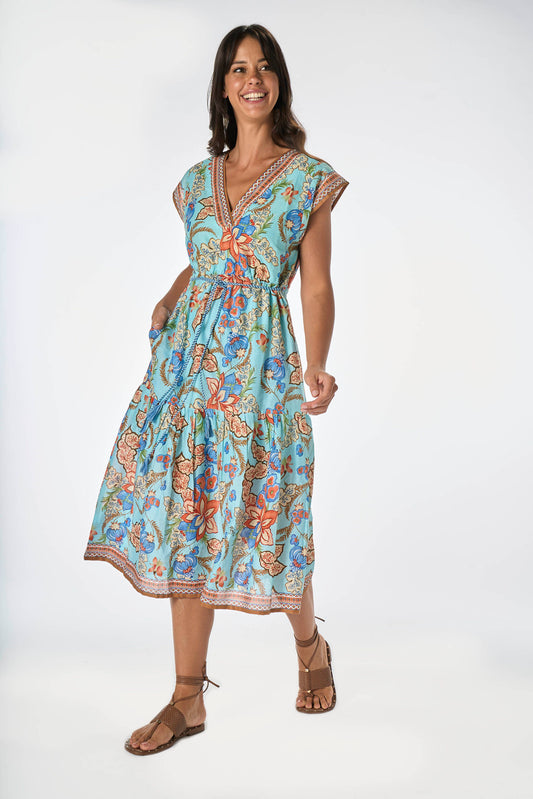 Bougainvillea Midi Dress Water