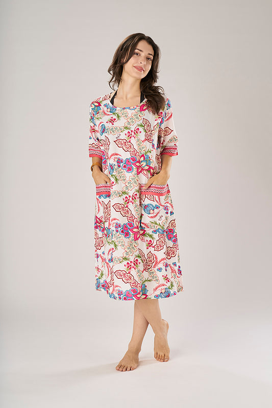 Bougainvillea Midi Dress White