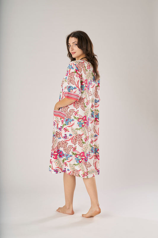 Bougainvillea Midi Dress White