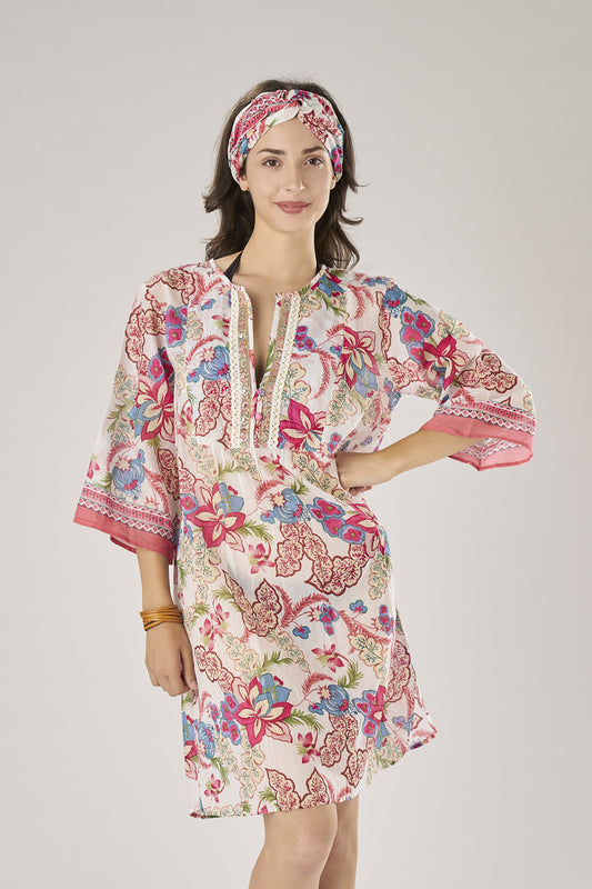 White Bougainvillea Caftan