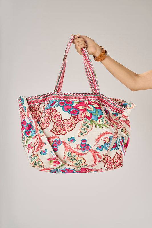 Bougainvillea Beach Bag White