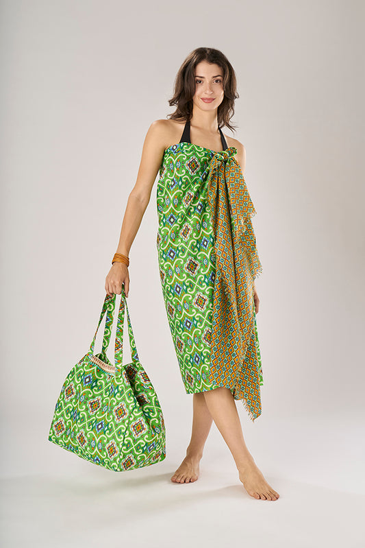 Incas Green Pareo and Bag