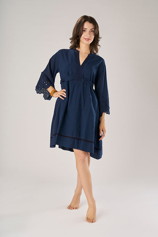 Navy Sangallo Belt Mini Dress