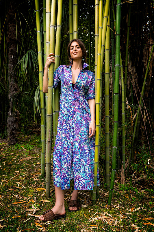 Long Dress Toucans Blue